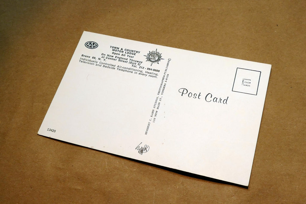 Town & Country Motor Lodge Bronx NY AAA 1970's Postcard - unposted