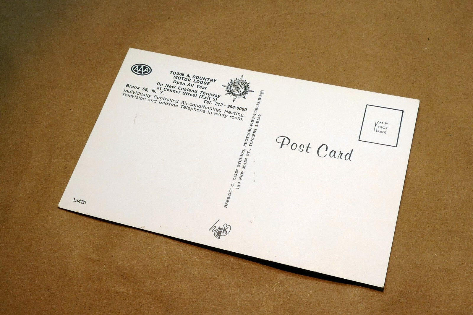 Town & Country Motor Lodge Bronx NY AAA 1970's Postcard - unposted