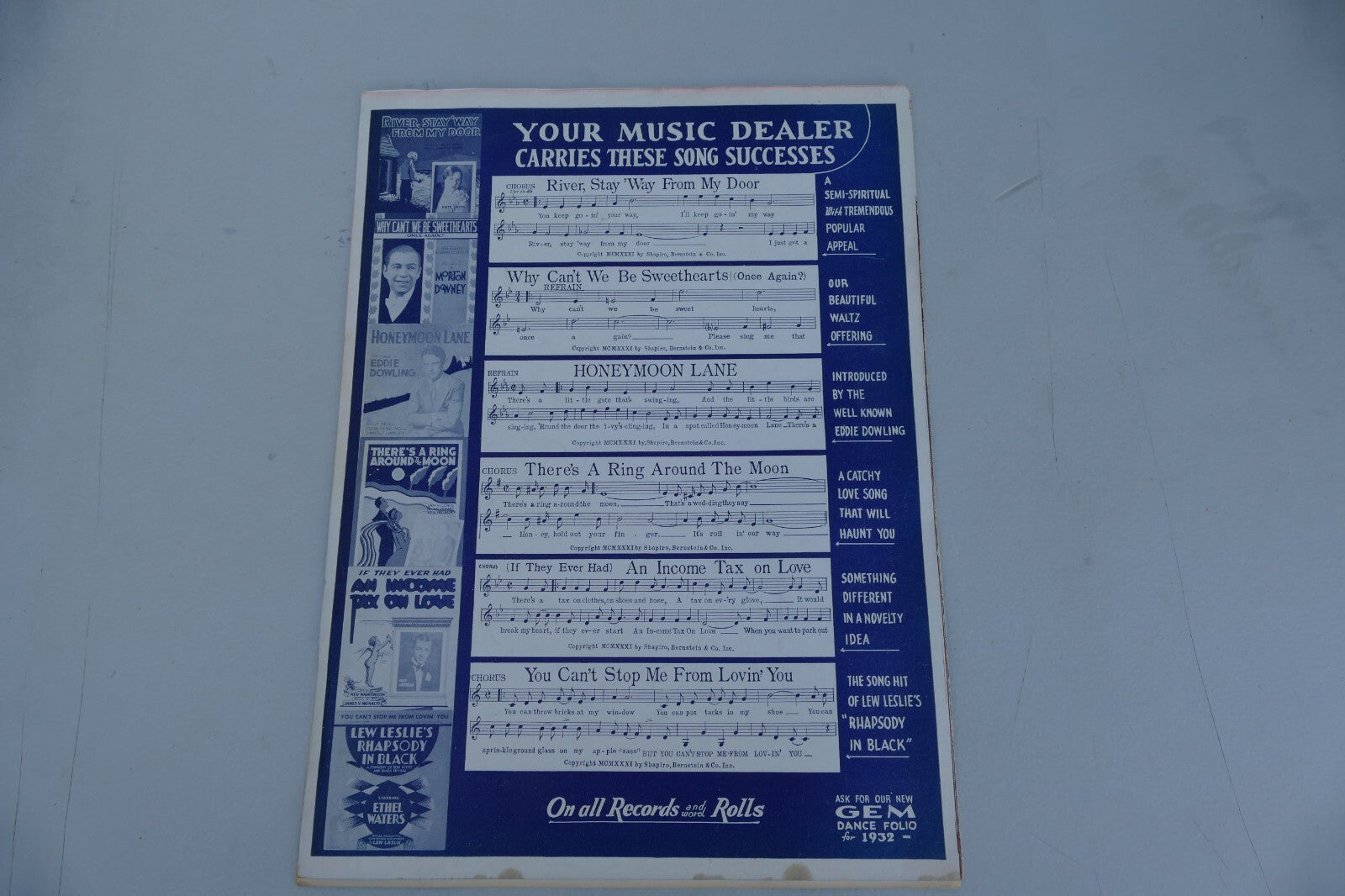 Lies by Harry Barris 1931 Shapiro, Bernstein and Co.