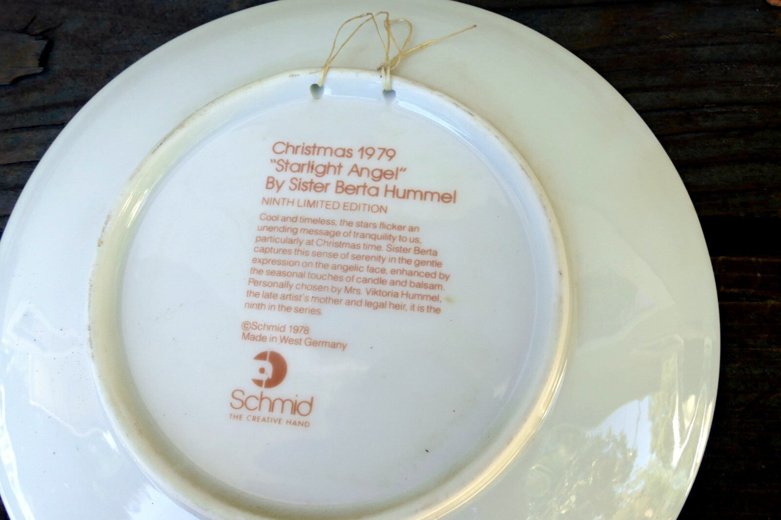 Sister Berta Hummel Starlight Angel Plate 1979 Christmas
