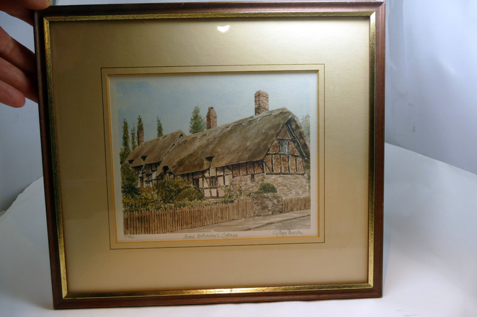ANN HATHAWAYS COTTAGE - PRINT Glyn Martin Signed Numbered Framed