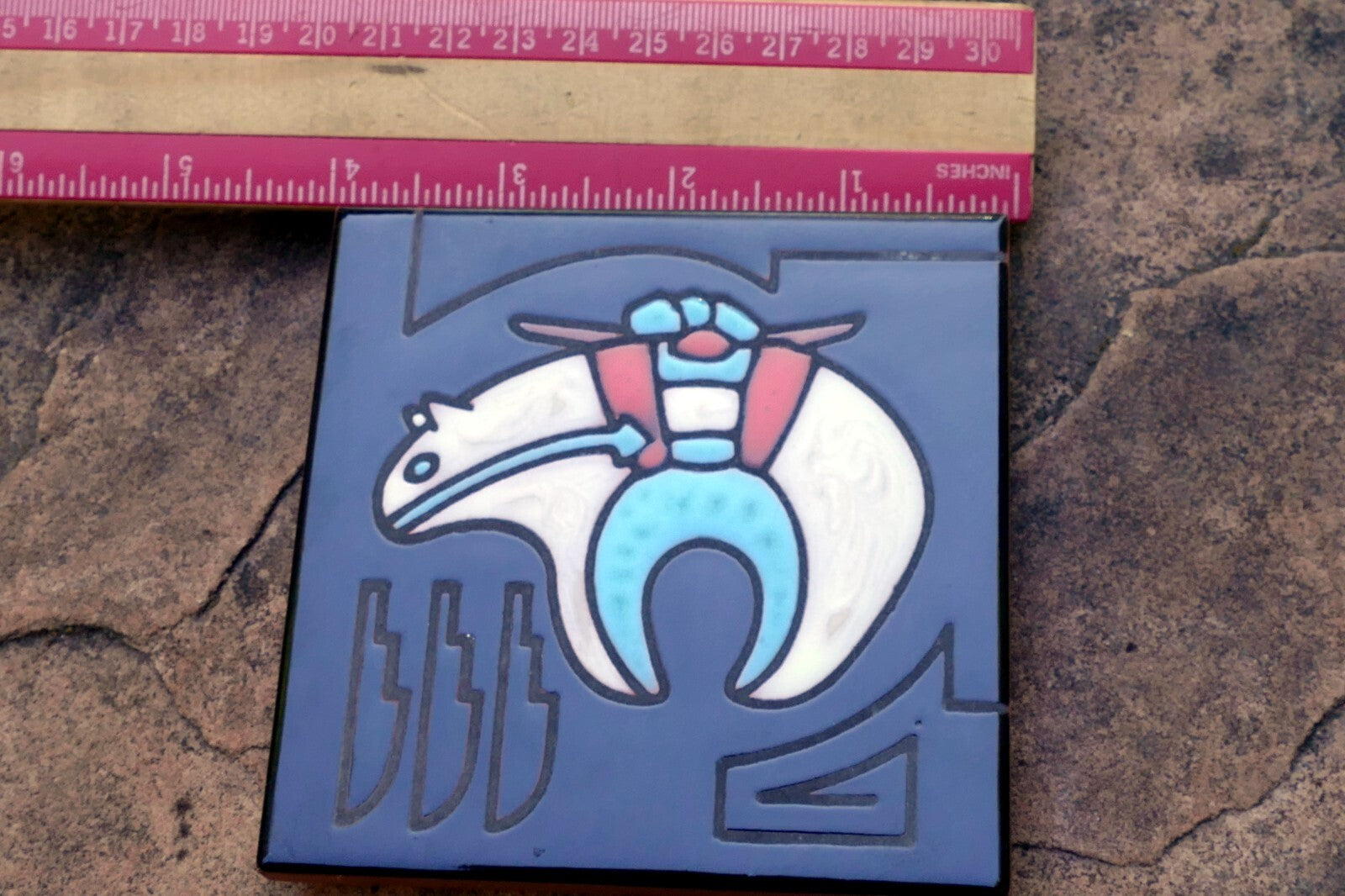 BEAR Cleo Teissedre Ceramic Hand Painted Tile Coaster Native American USA