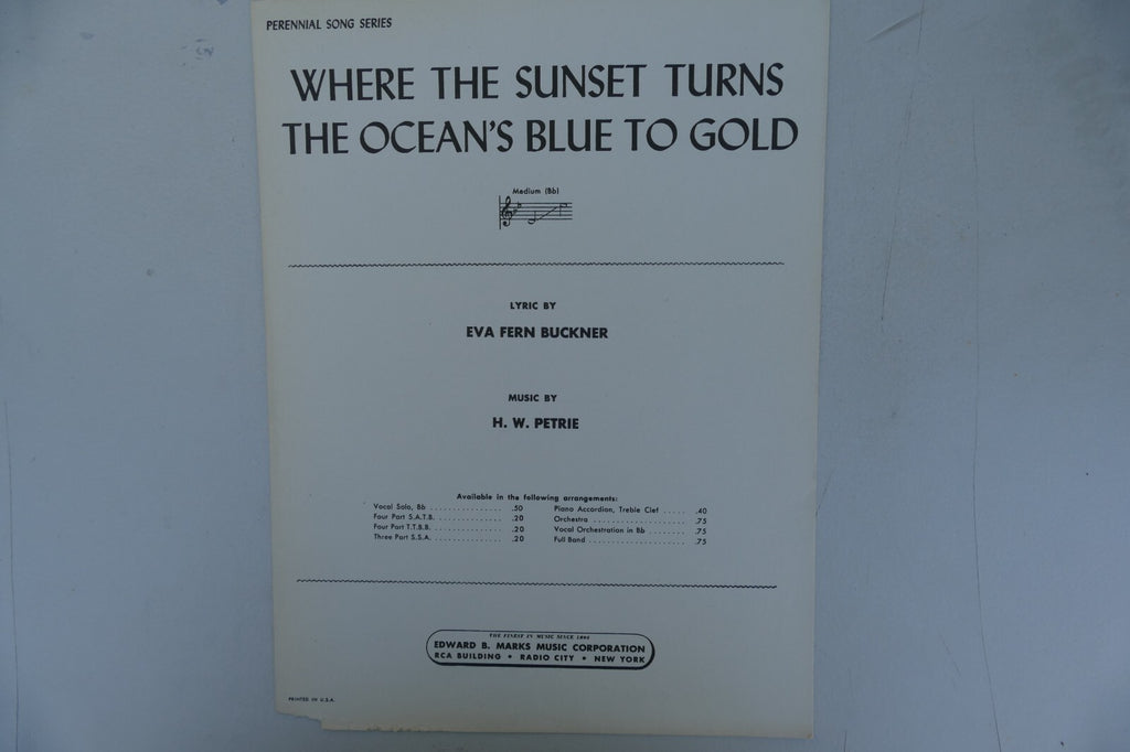 Where the Sunset Turns the Ocean's Blue to Gold 1932 by H.W. Petrie