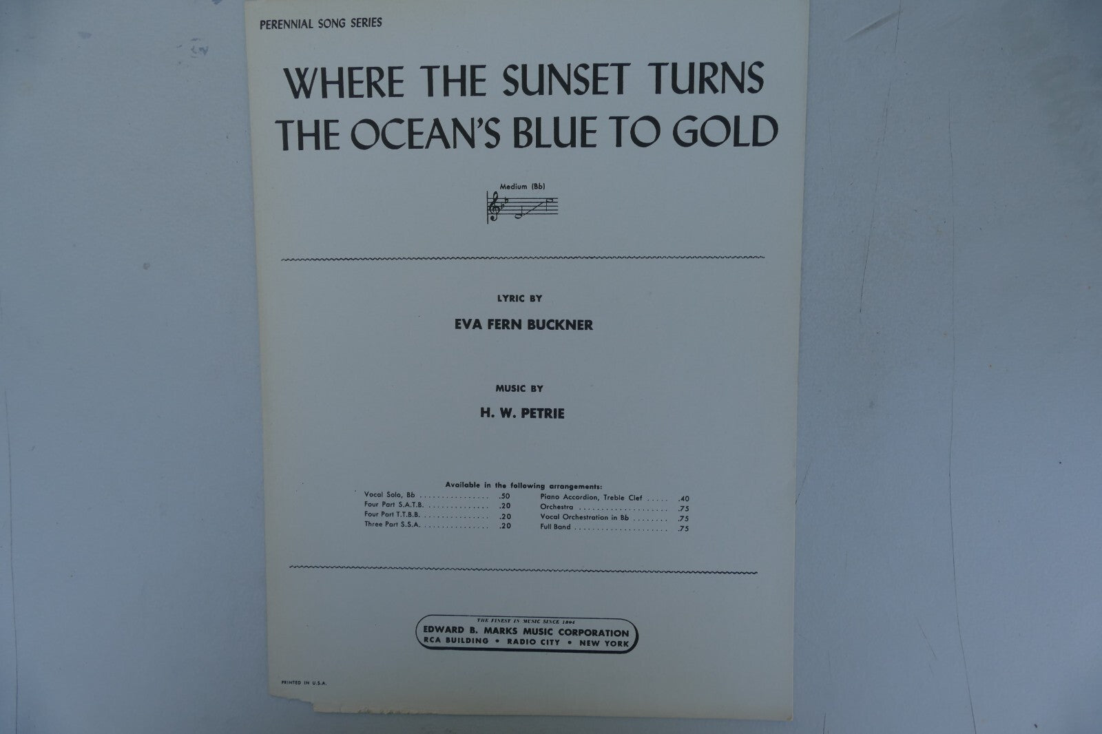 Where the Sunset Turns the Ocean's Blue to Gold 1932 by H.W. Petrie