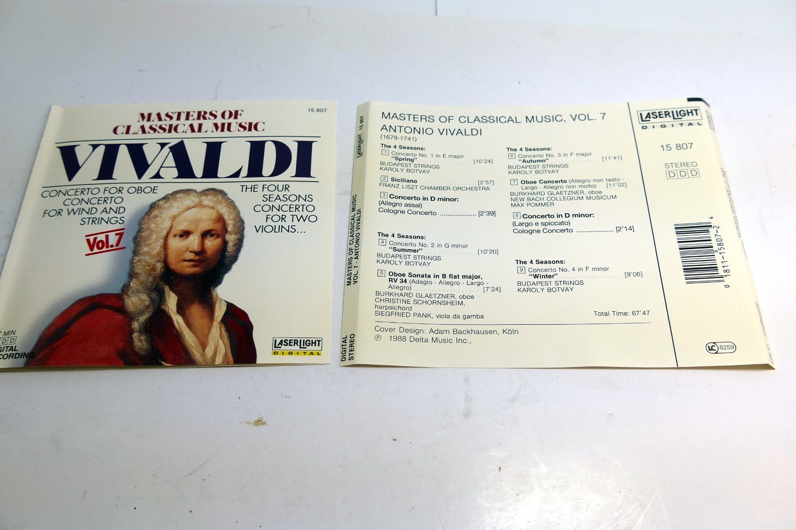 INLAY Cover ART Only - NO Case or CD included Masters of Classical Music Vivaldi