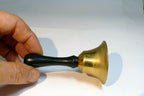 1.5" Solid Brass metal School Diner Bell with wooden handle missing clapper 