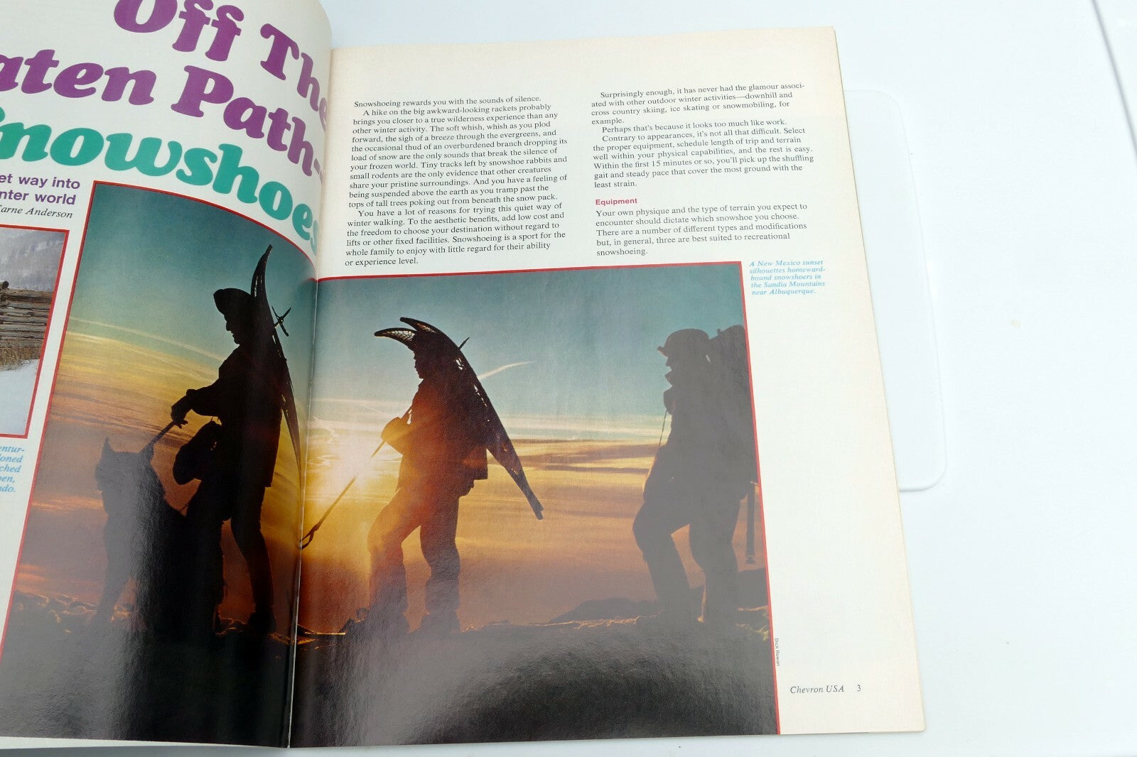 Winter 1974 Chevron USA Travel Club Magazine Snowshoeing Christmas Tennis