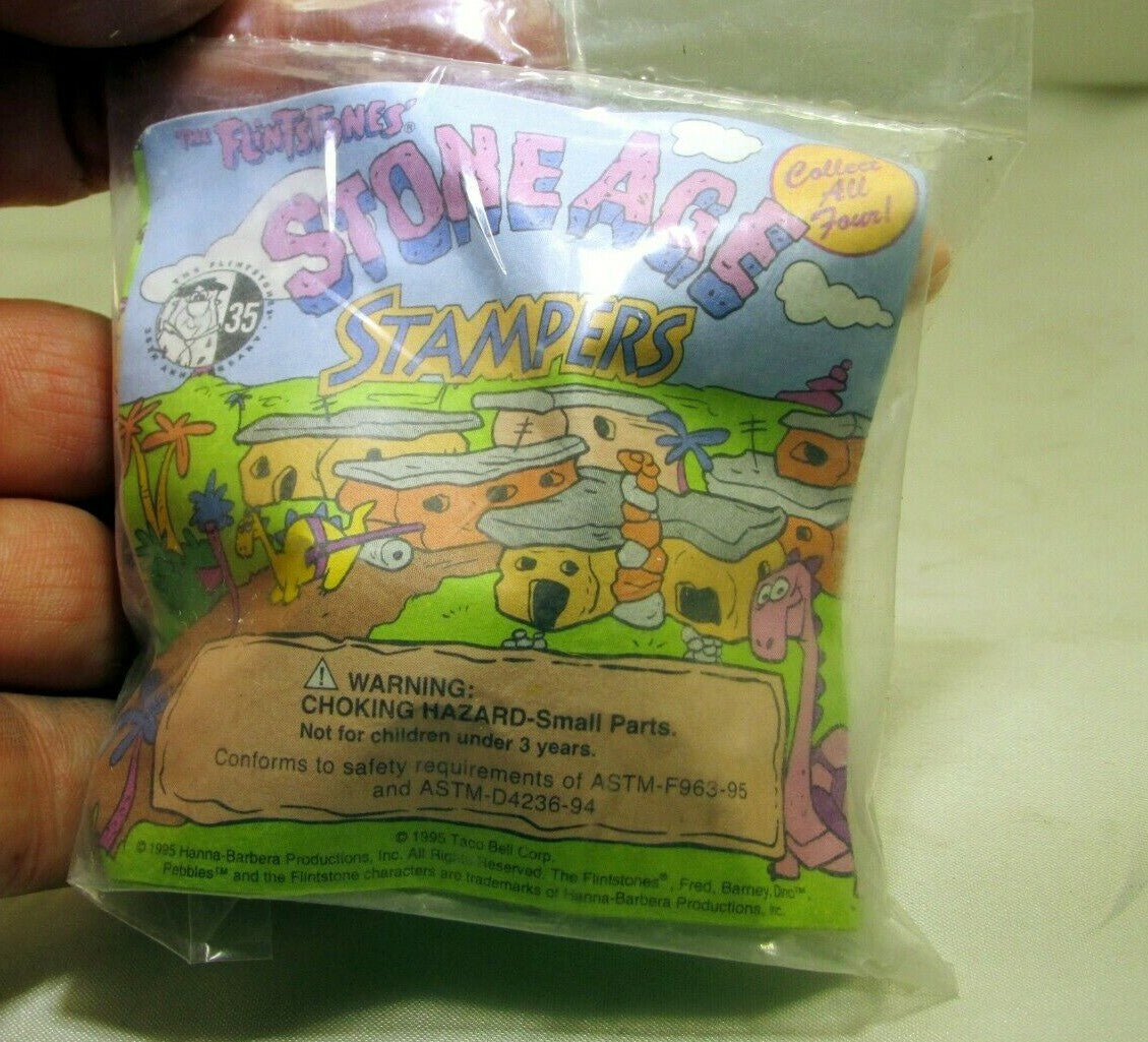 1995 taco bell 1995 flintstones stone age stampers sealed
