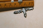 Metal Crucifix Cross Pendant Blue Moon stone torquoise tone 1.5"