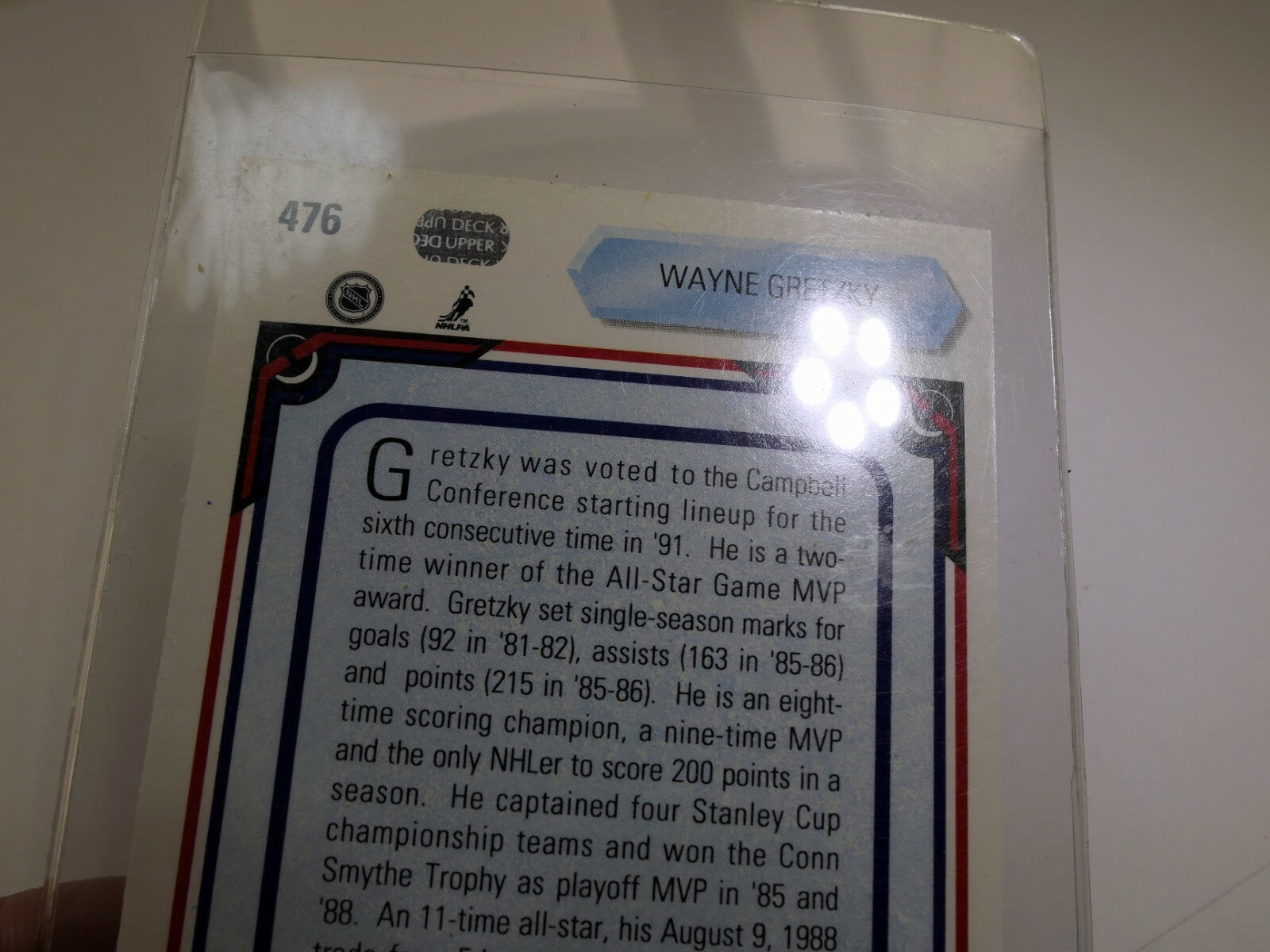 1991 Upper Deck All Star Card # 476 Wayne Gretzky Campbell Conference Center