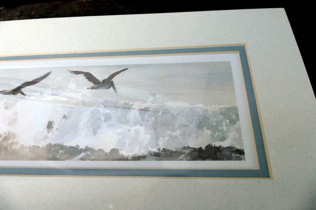 3X18" shorebirds pelicans flying Print R. folk NWS