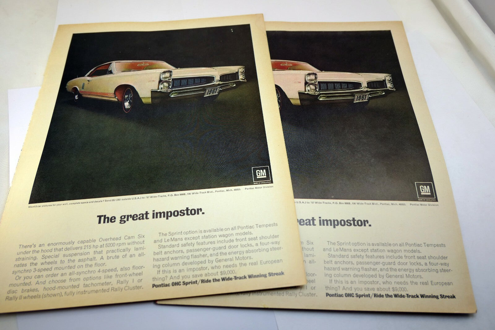 Pontiac Le Mans 1967 Magazine clipping advertisement Ad