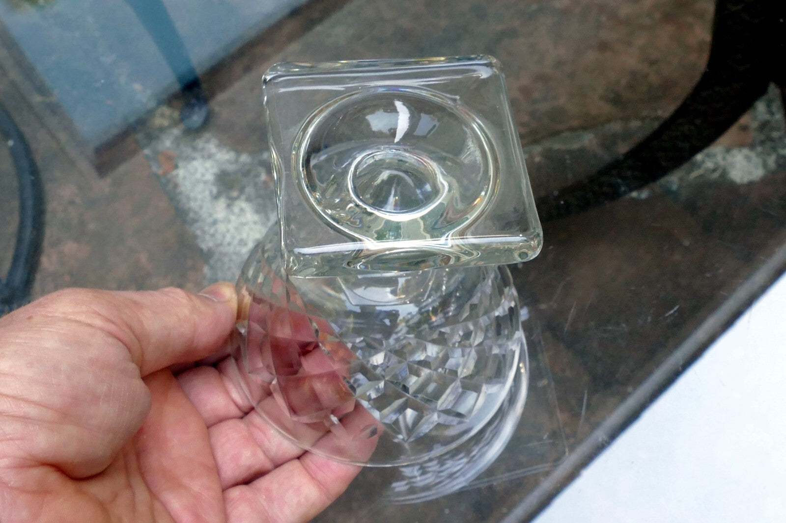 Waterford Goblet Desert Cup 3.5" Tall Square base Diamond - single piece