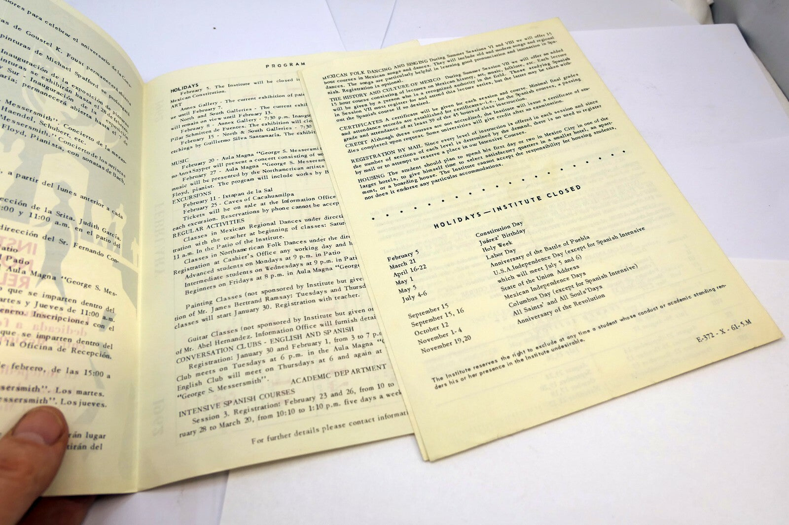 Instituto Mexicano Norteamericano de Relaciones Cultura 1962 Brochure Program
