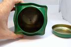 Empty Tin Box Tea can cookie 4X4X4" with Teddy Bear family  Christmas presents