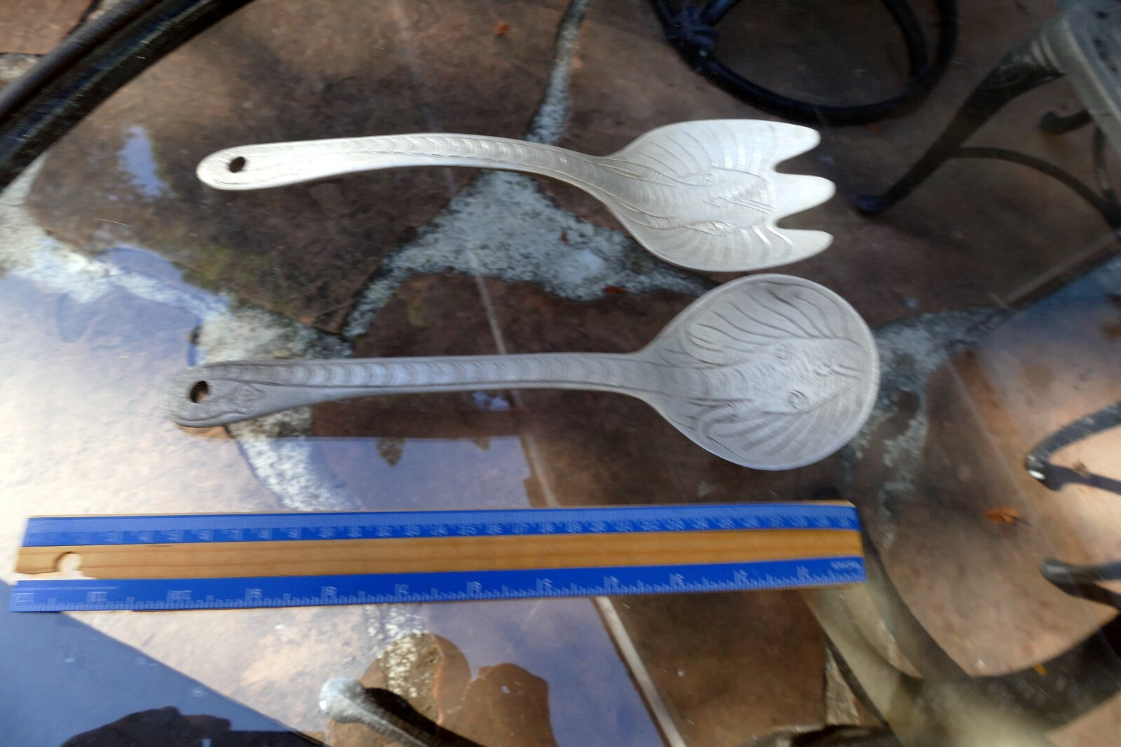 Arthur Court Aluminum Elephants Animal Serving Salad Fork & Spoon Set 11" set