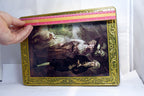 KALAR STRUDEL DECORATIVE TIN VICTORIAN COUPLE WITH DOG WALK 9X12" large