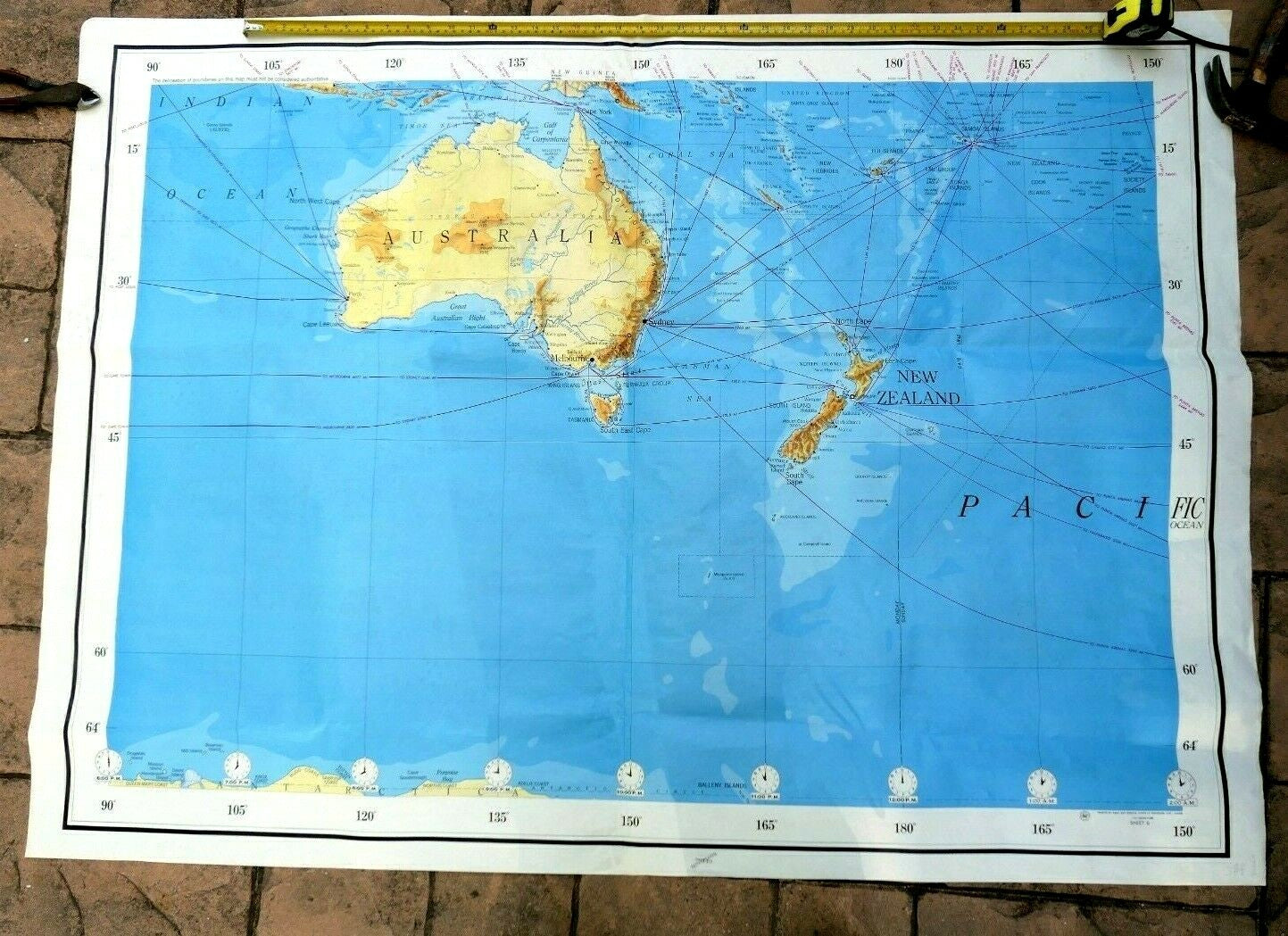Australia new zealand s. pacific ocean 40x56" extra large map