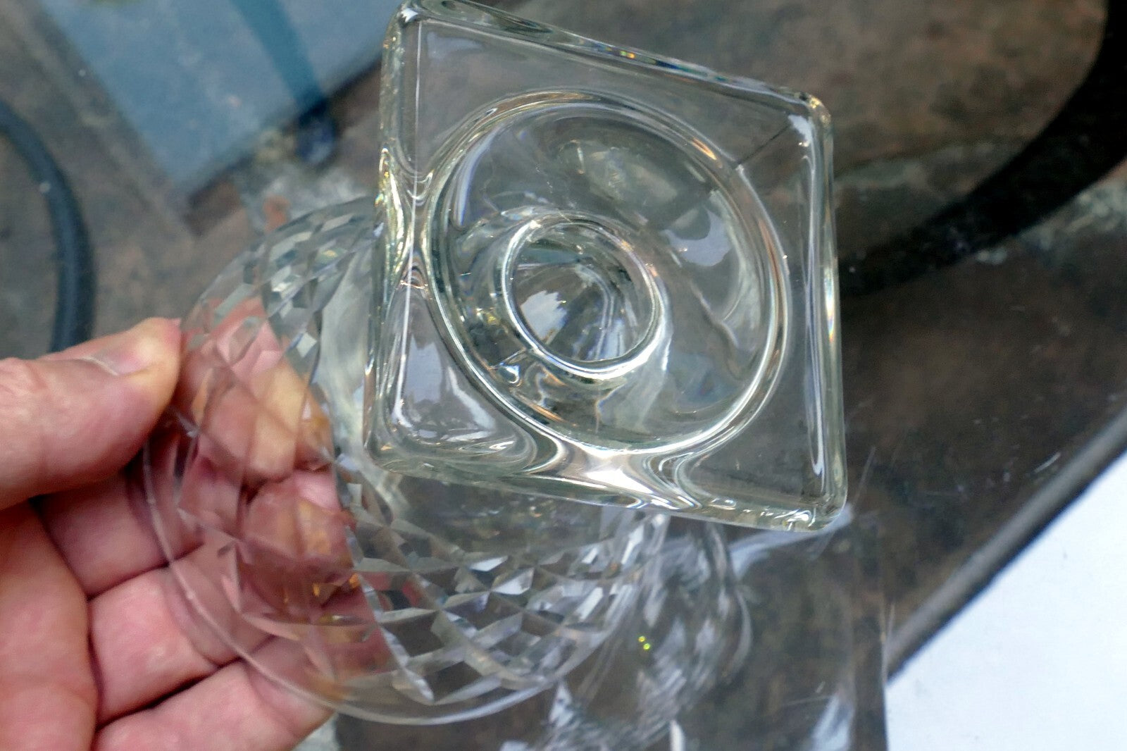 Waterford Goblet Desert Cup 3.5" Tall Square base Diamond - single piece