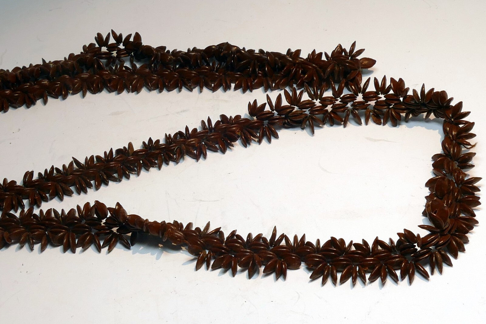 Brown Hawaiian Koa Seed Lei Single Strand Necklace 24" Boho Jewelry