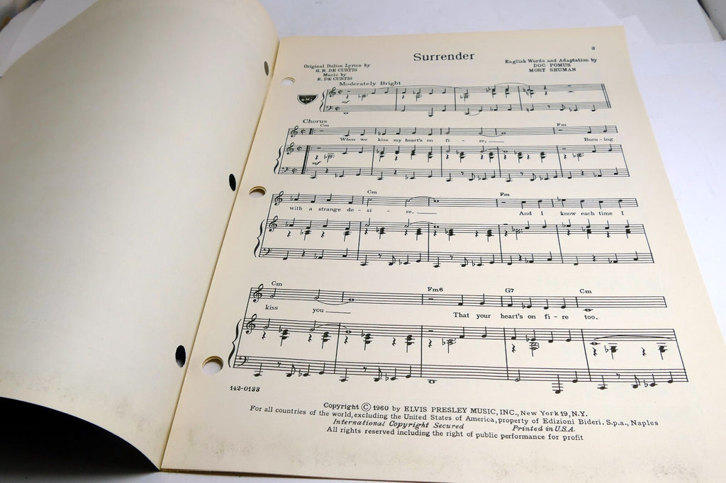 Surrender De Curtis Doc Pomus Mort Shuman  sheet music 1960