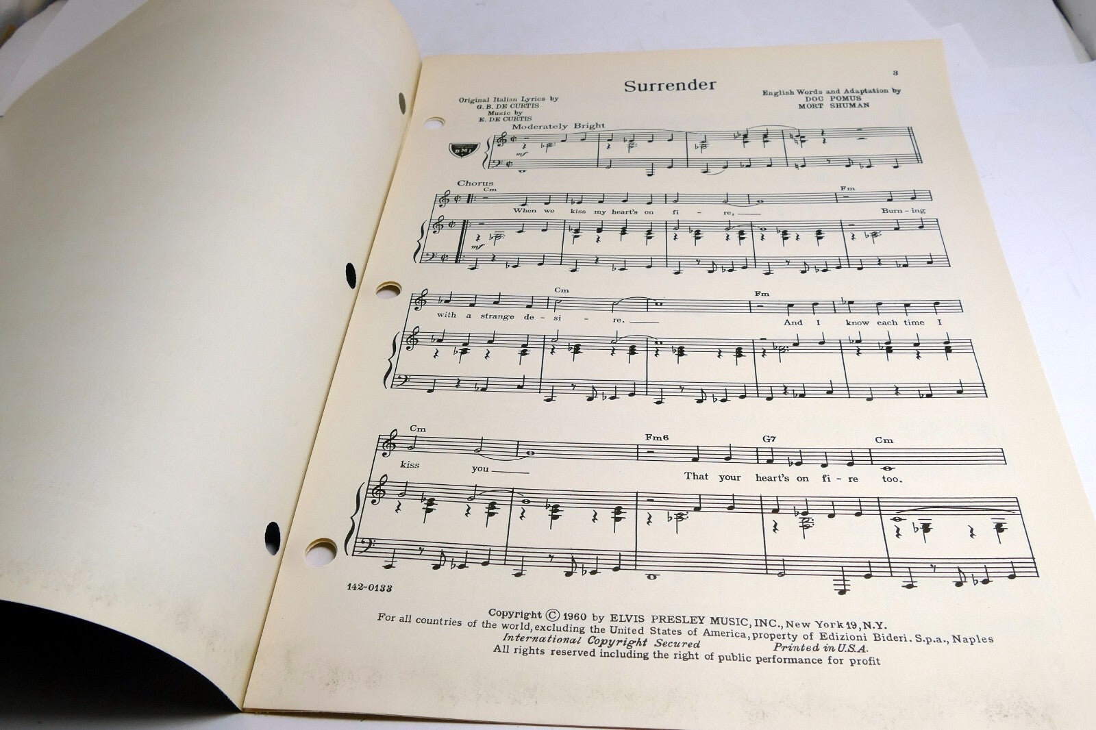 Surrender De Curtis Doc Pomus Mort Shuman  sheet music 1960