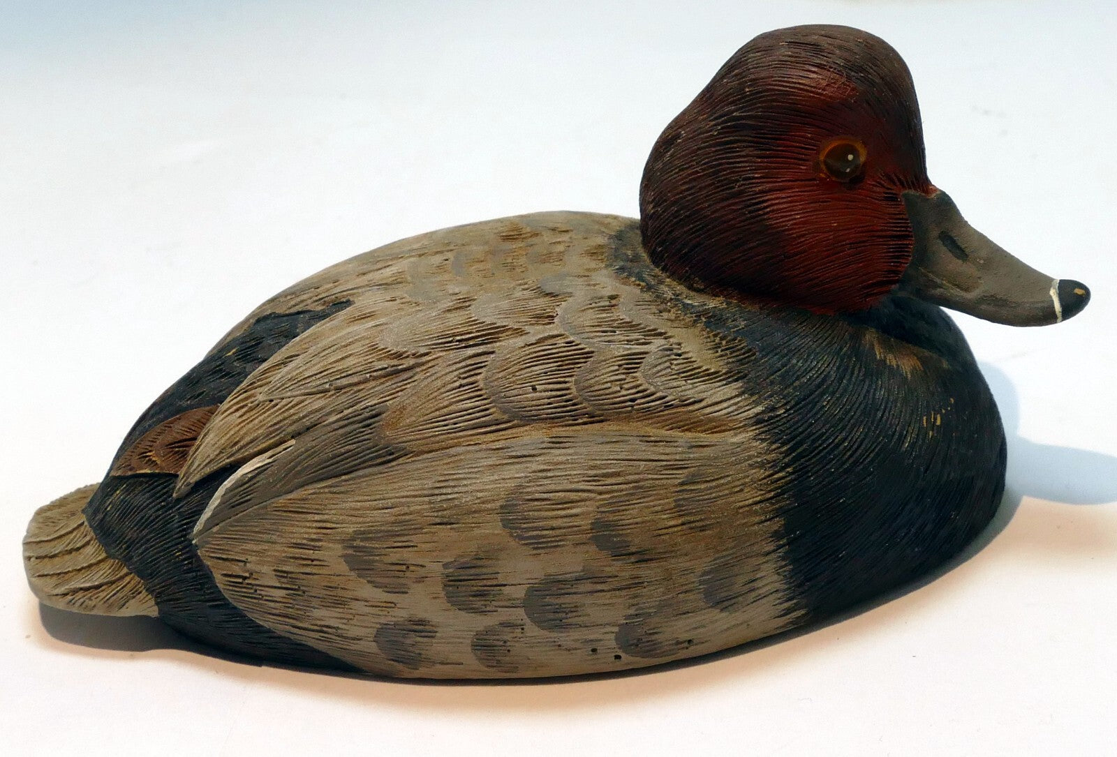 Vintage resin redhead drake duck decoy 5" figurine by d. spencer 1983
