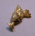 Vtg gold tone first holy communion lapel pin w/ pinback christian catholic