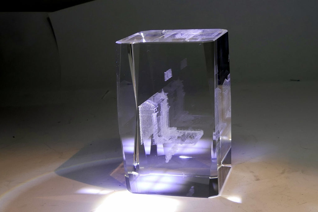 Rome Roma Laser Etch Glass Paperweight  Fontana Trevi  Fountain 3X2X2" crystal