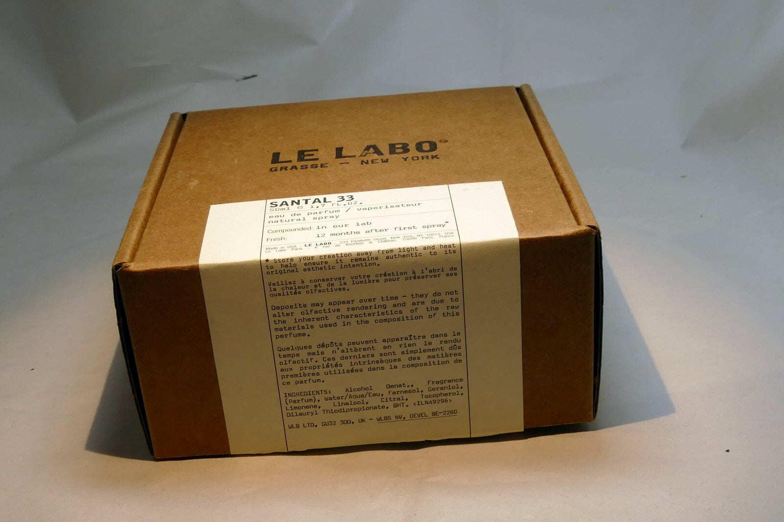 EMPTY BOX ONLY Le Labo Santal 33  50ml eau de perfume natural spray