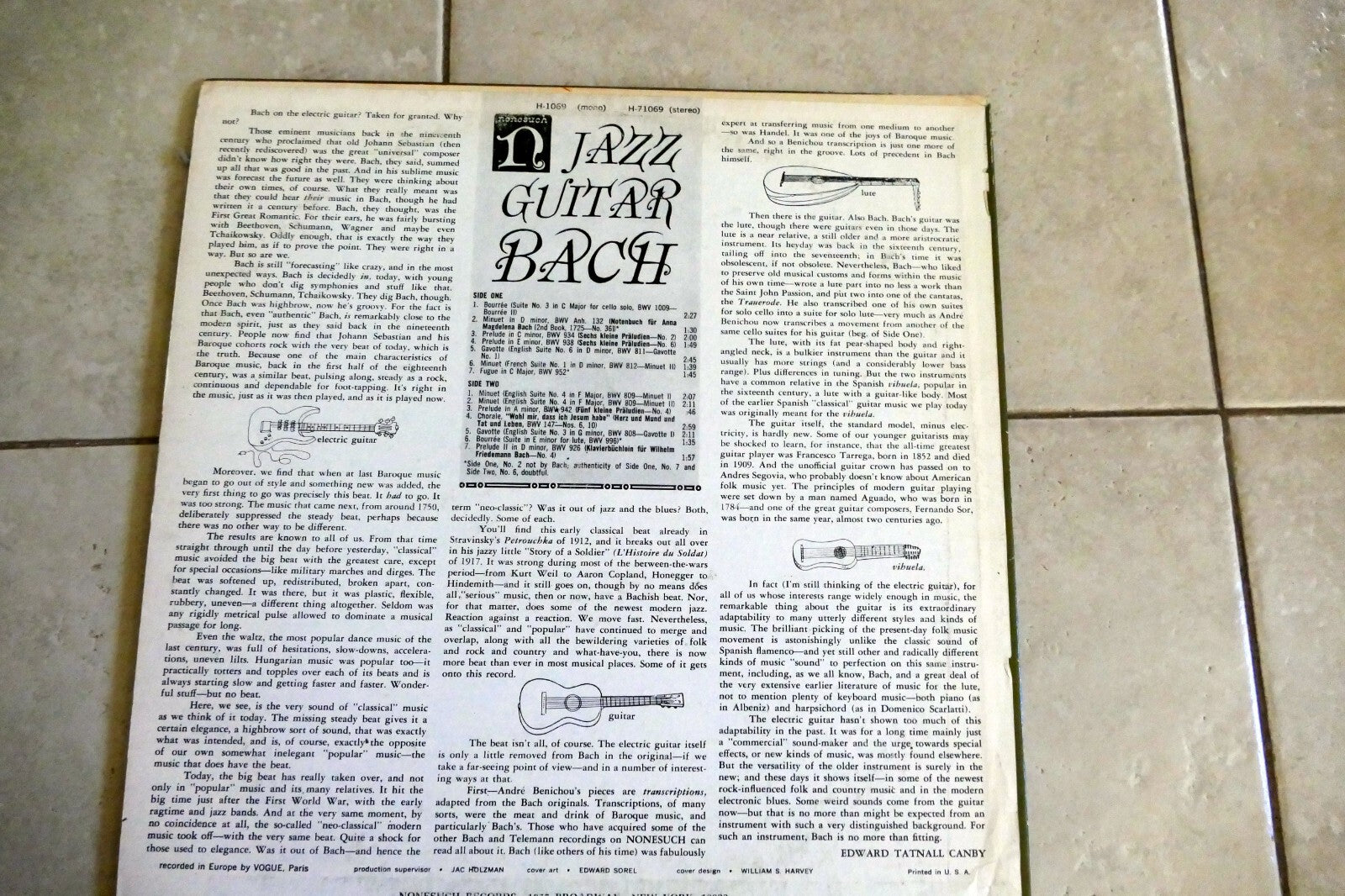 Bach Jazz Guitar - Andre Benichou - Nonesuch Records H-71069