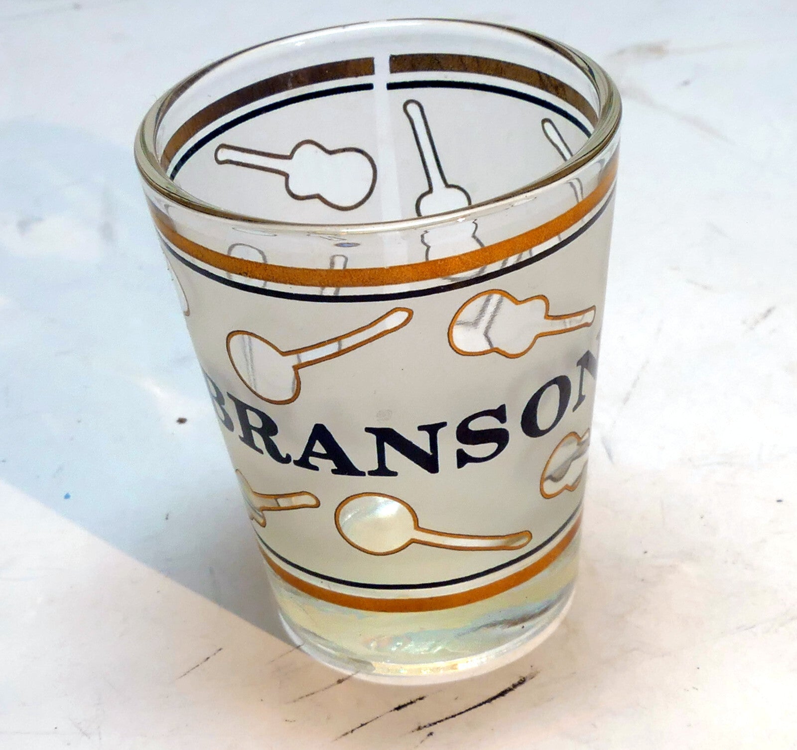 Branson missouri mo usa glass shot souvenir guitar music gold frosted