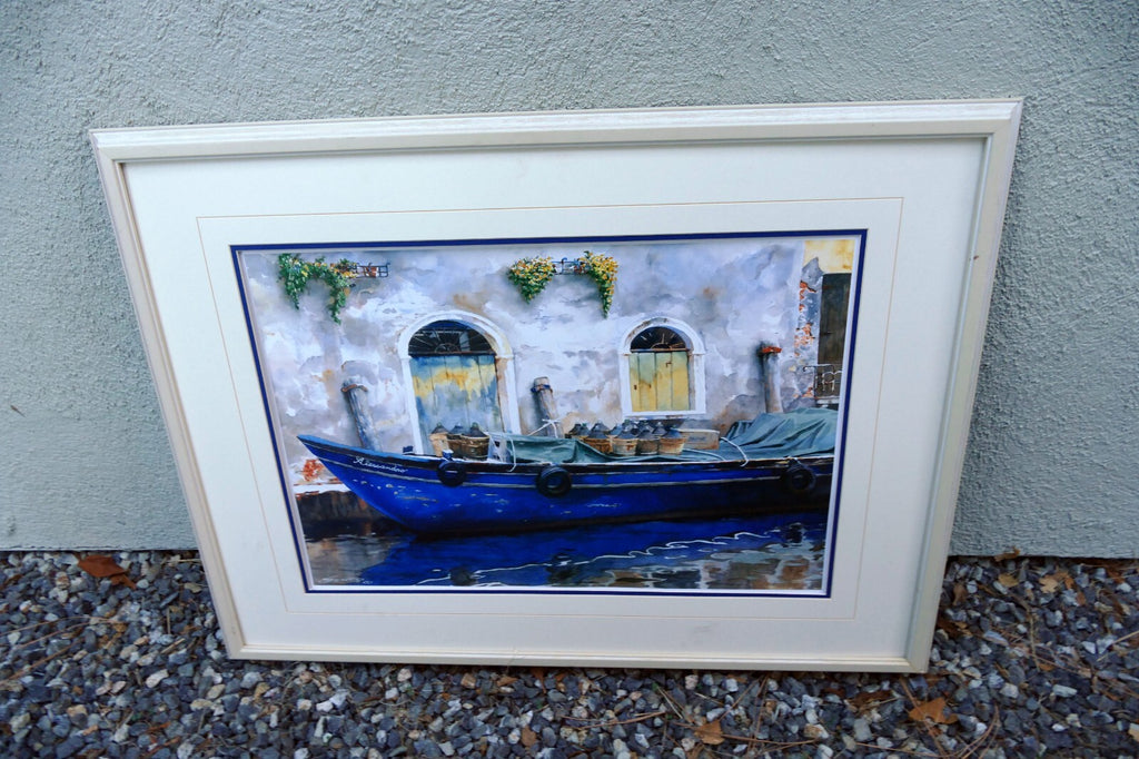Steve Stento Watercolor "Alessandro" Italian Painting Print Venice Canal boat