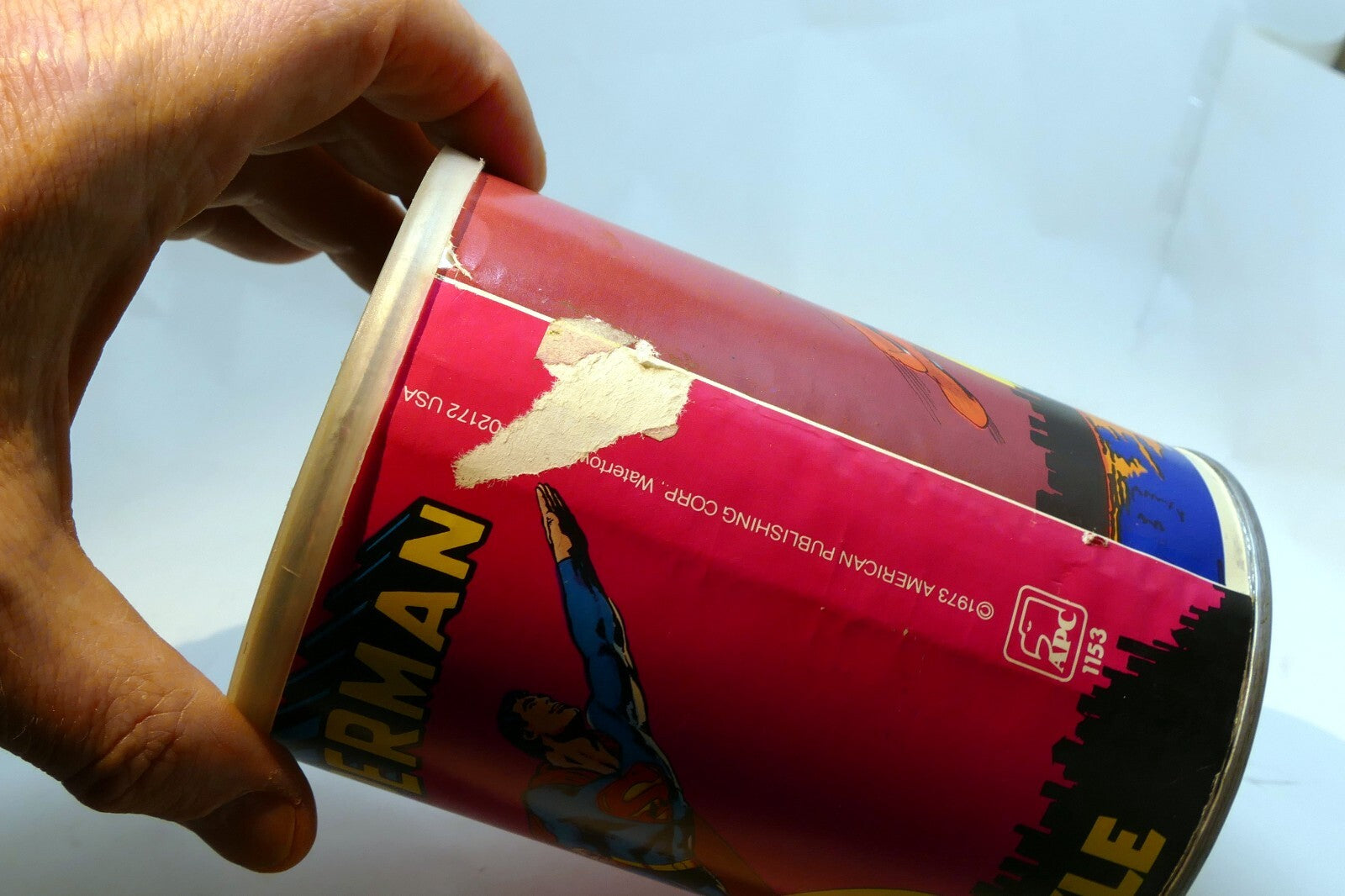 Empty tin container  for  1973 "Superman" Jigsaw Puzzle