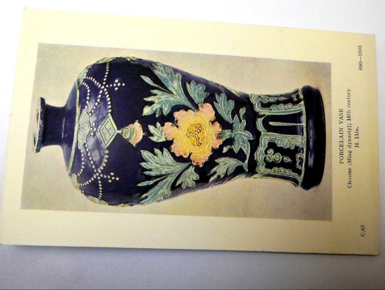 Postcard porcelain vase chinese c.87 690 1893 unused unposted 1920's
