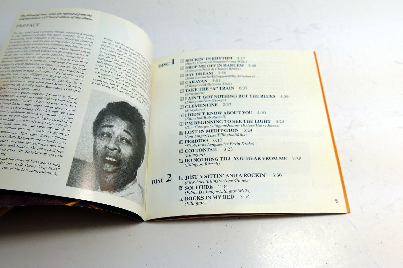 INLAY Cover ART Only NO Case, CD included   Ella Fitzgerald Duke Ellington Song