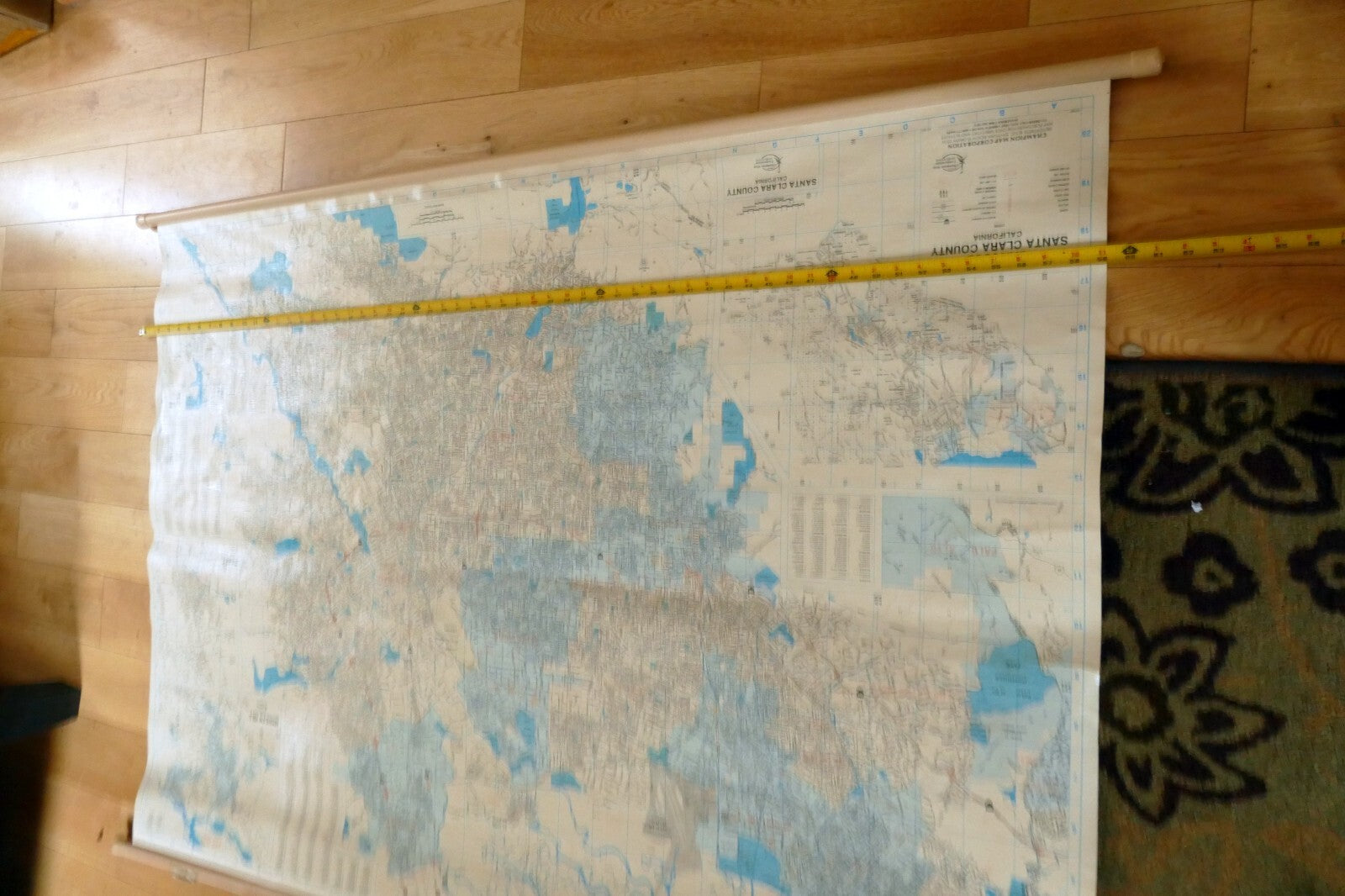 Wall Hanging Santa Clara County Map San Jose Silicon Valley USA 58X42" Ex  Large