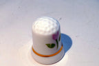 Porcelain Thimble Souvenir Pink Tulip Flower  gold rim