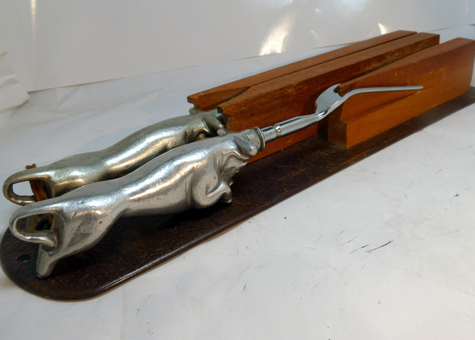 Carving set charging bull meat knife fork w/ holder made in sheffield england