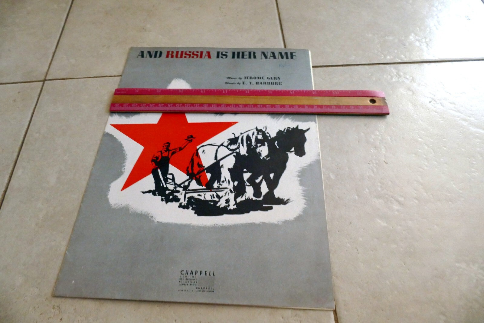 1943 "And Russia Is Her Name" Jerome Kern Sheet Music Red Star Plow WW II Mother