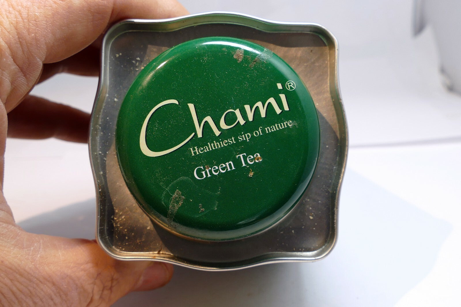 Empty Tin Box Tea can Chami Green tea  3X3X3" 