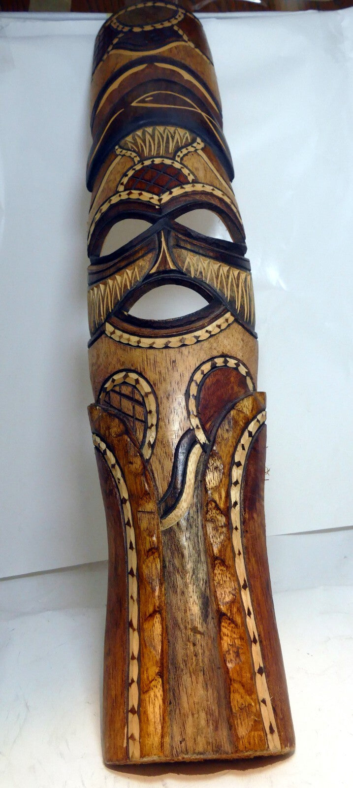 African tribal mask hand carved 20" tall multi tone ceremonial