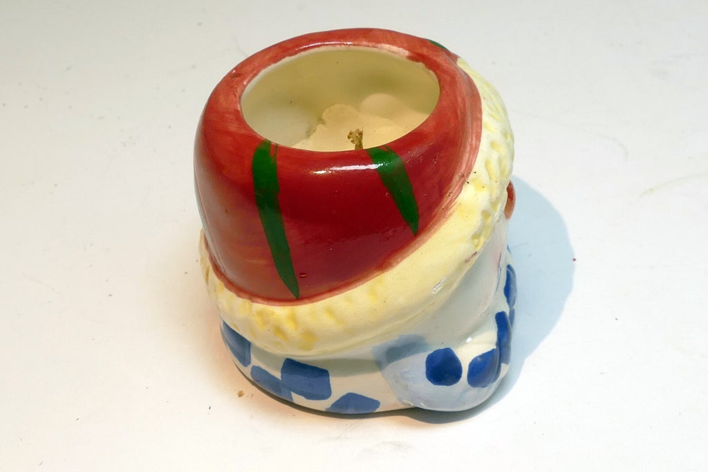 snowman tealight candle holder  vintage clay pottery