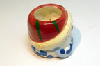 snowman tealight candle holder  vintage clay pottery