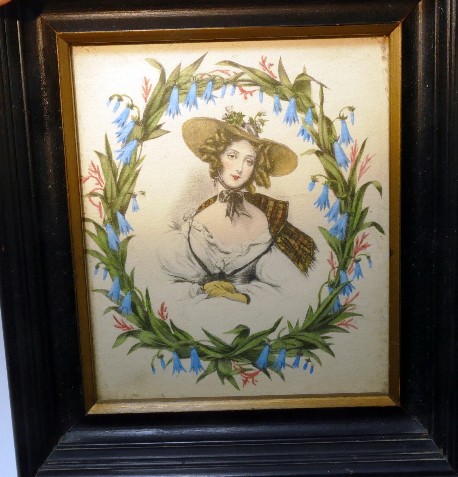 French maiden wall decor victorian lady design floral lemercier lithograph