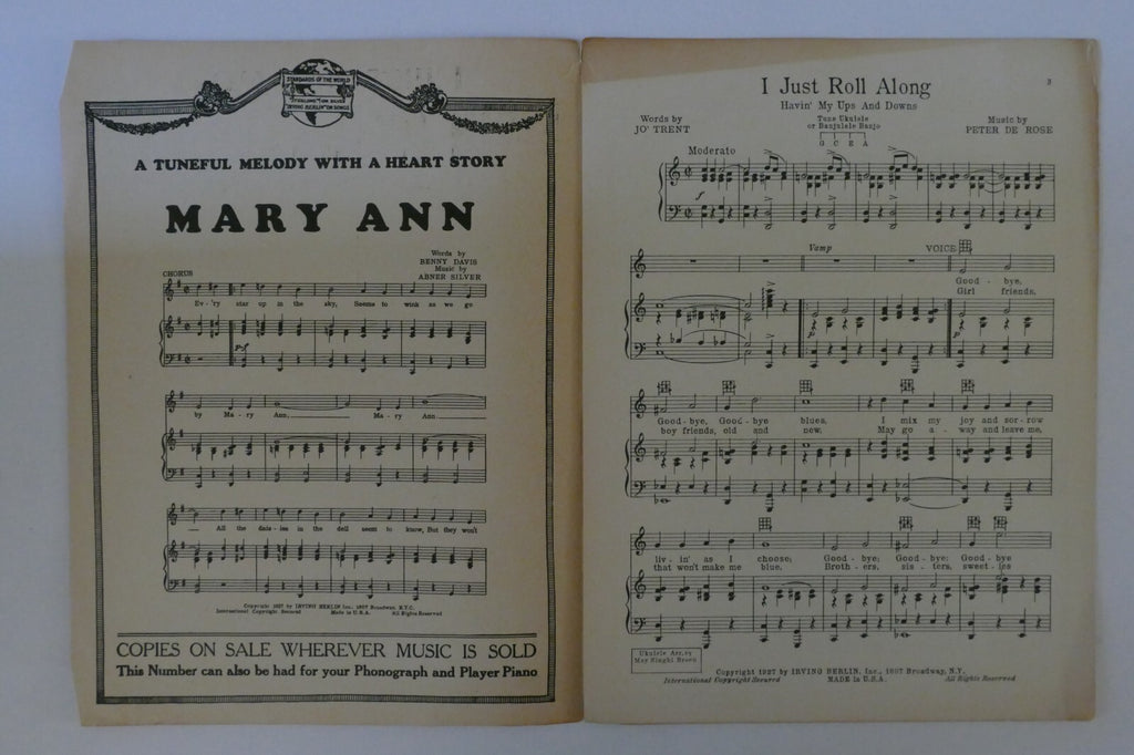 I Just Roll Along, 1927, by Jo' Trent and Peter de Rose, Irving Berlin Inc.