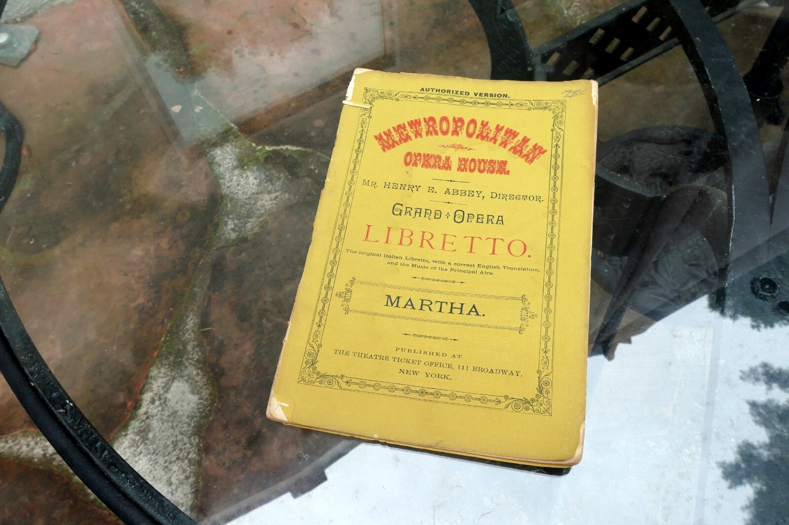 Metropolitan Opera House Grand Opera Libretto MARTHA New York
