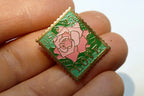 USPS Love Series (Love Birds) 25c US Stamp Collectible Rose Enamel Pin - MINT