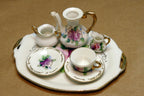 Miniature china violets flowers porcelain tea set japan 7x11cm floral design