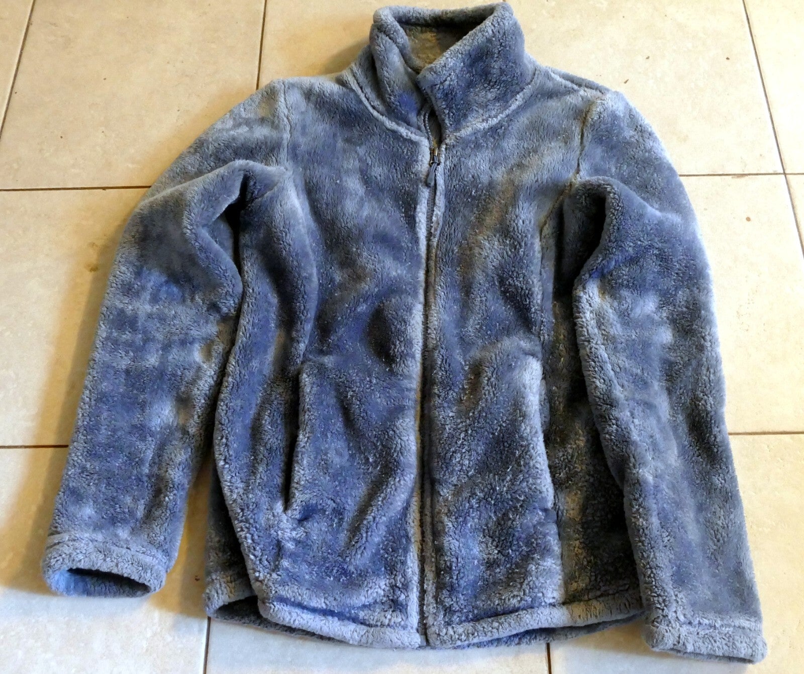 32 heat fleece jacket   gray   xs size small   zip up worm
